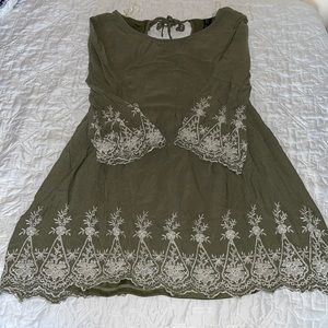 Green embroidered Blue Rain dress